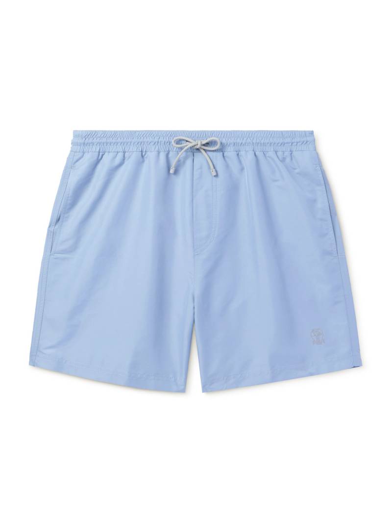 Brunello Cucinelli - Straight-Leg Mid-Length Logo-Embroidered Swim Shorts - Men - Blue - XXL von Brunello Cucinelli