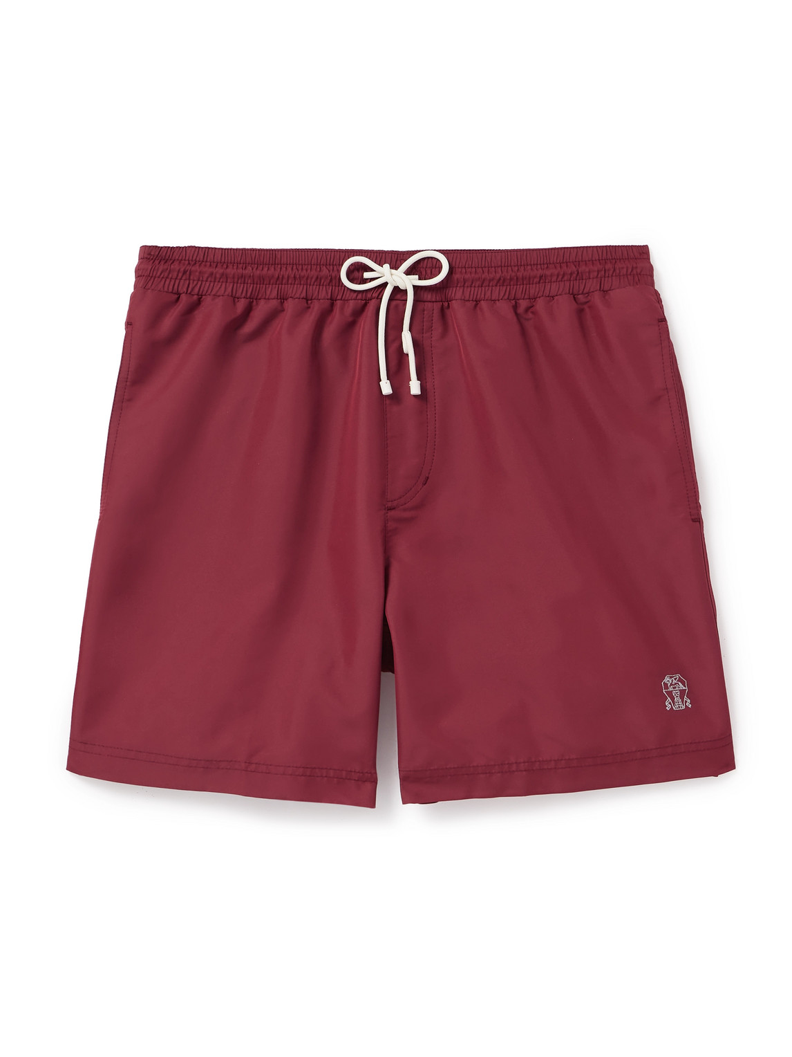 Brunello Cucinelli - Straight-Leg Mid-Length Logo-Embroidered Swim Shorts - Men - Red - XXL von Brunello Cucinelli