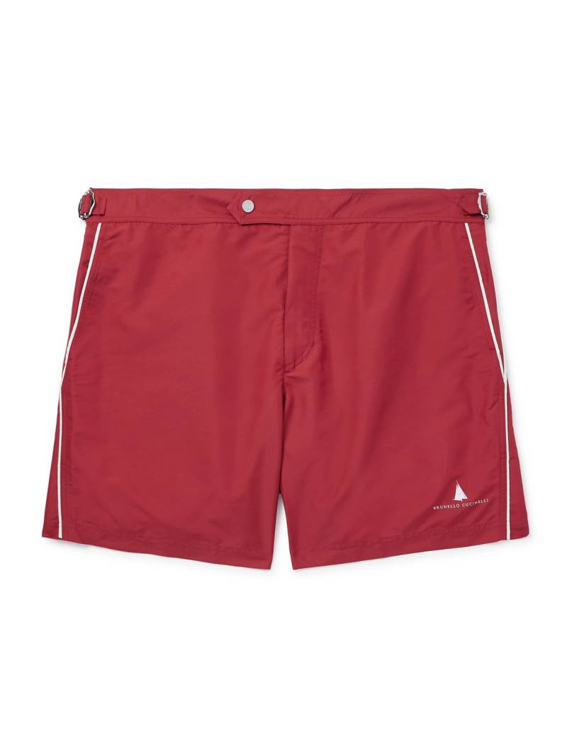 Brunello Cucinelli - Straight-Leg Mid-Length Logo-Print Swim Shorts - Men - Red - XXL von Brunello Cucinelli