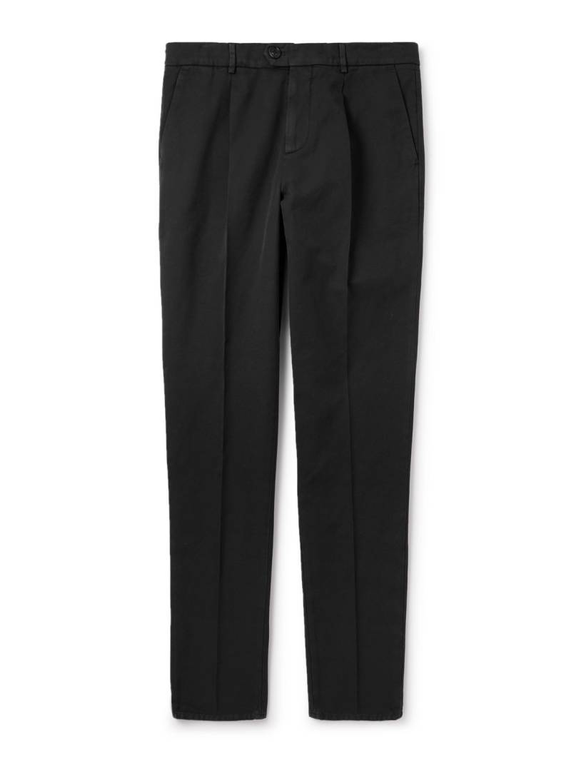 Brunello Cucinelli - Straight-Leg Pleated Cotton-Twill Trousers - Men - Black - IT 52 von Brunello Cucinelli