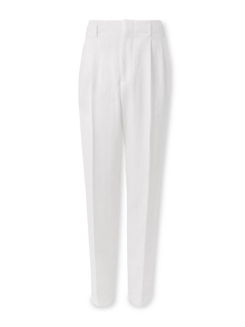 Brunello Cucinelli - Straight-Leg Pleated Cotton and Linen-Blend Trousers - Men - White - IT 44 von Brunello Cucinelli