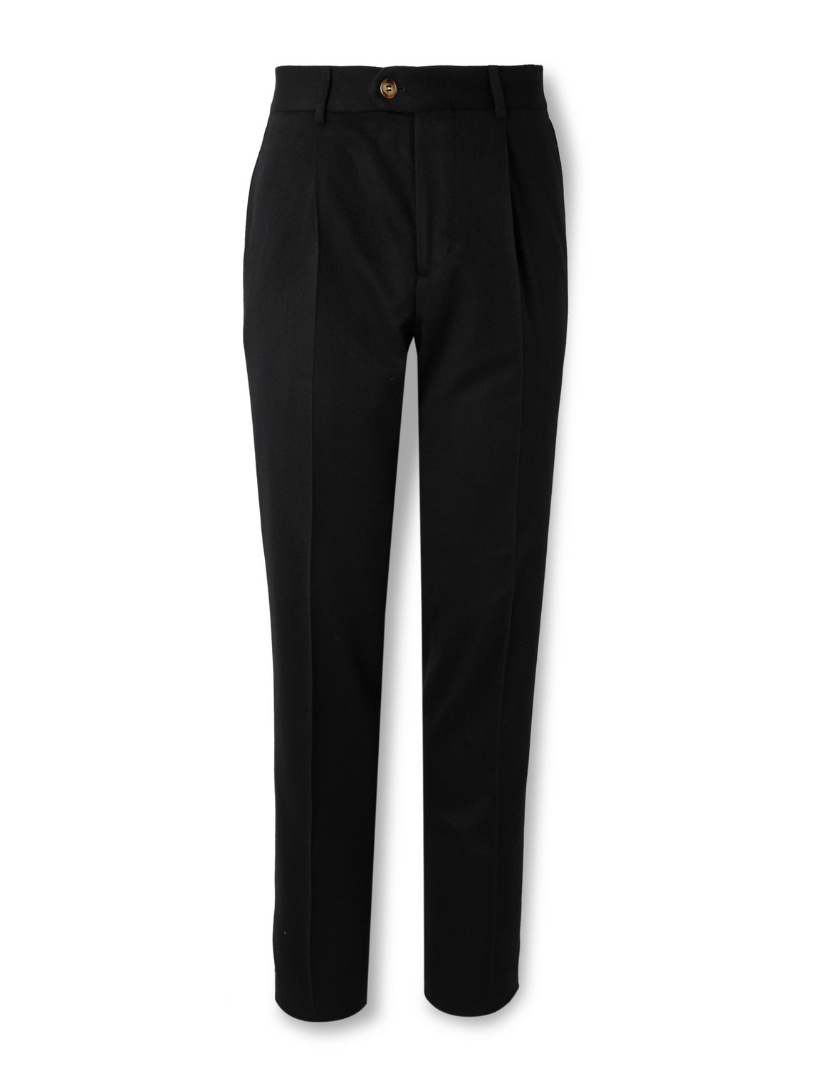 Brunello Cucinelli - Straight-Leg Pleated Wool and Cashmere-Blend Flannel Suit Trousers - Men - Black - IT 48 von Brunello Cucinelli
