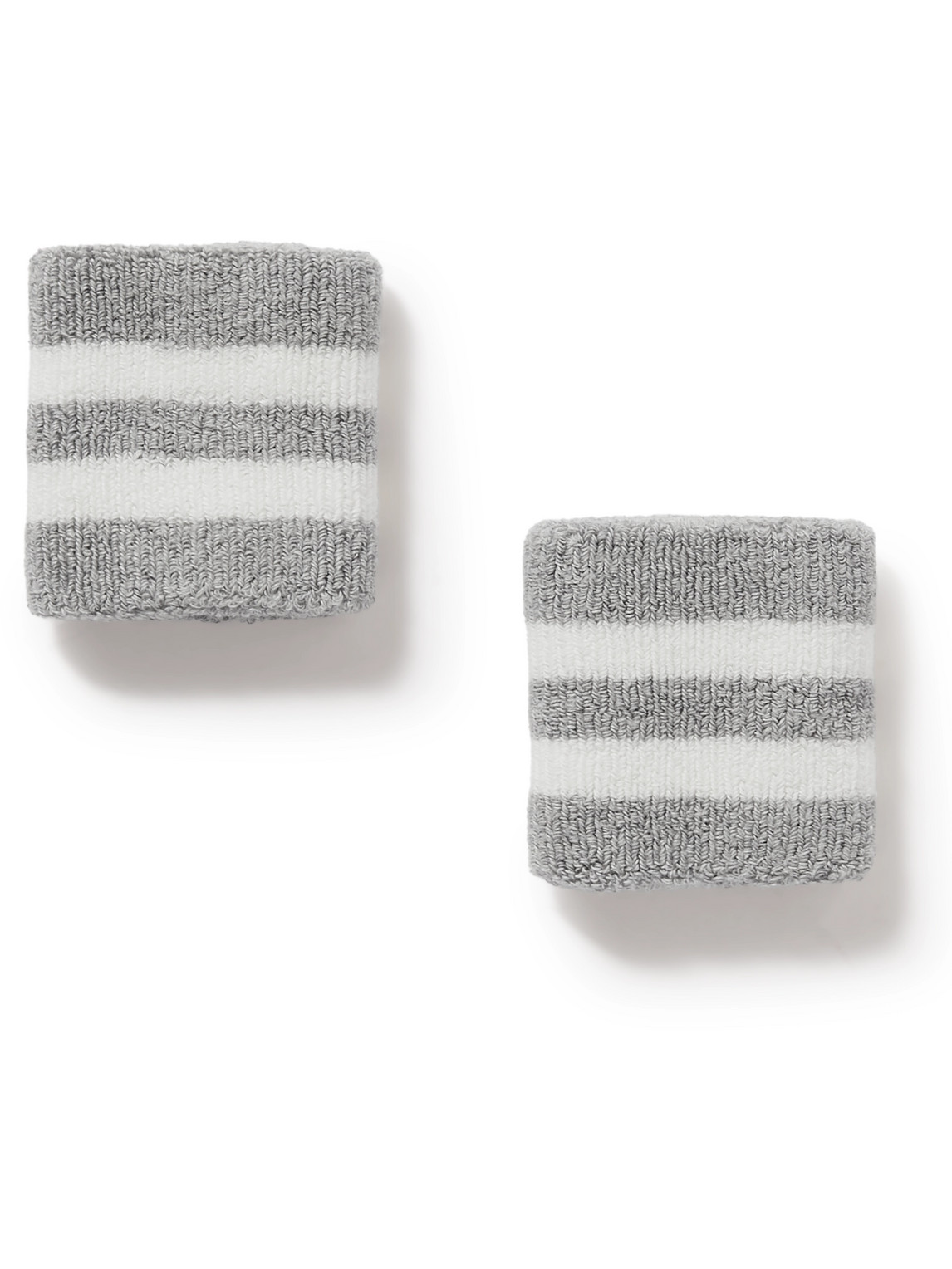 Brunello Cucinelli - Striped Cotton-Blend Terry Wristbands - Men - Gray von Brunello Cucinelli
