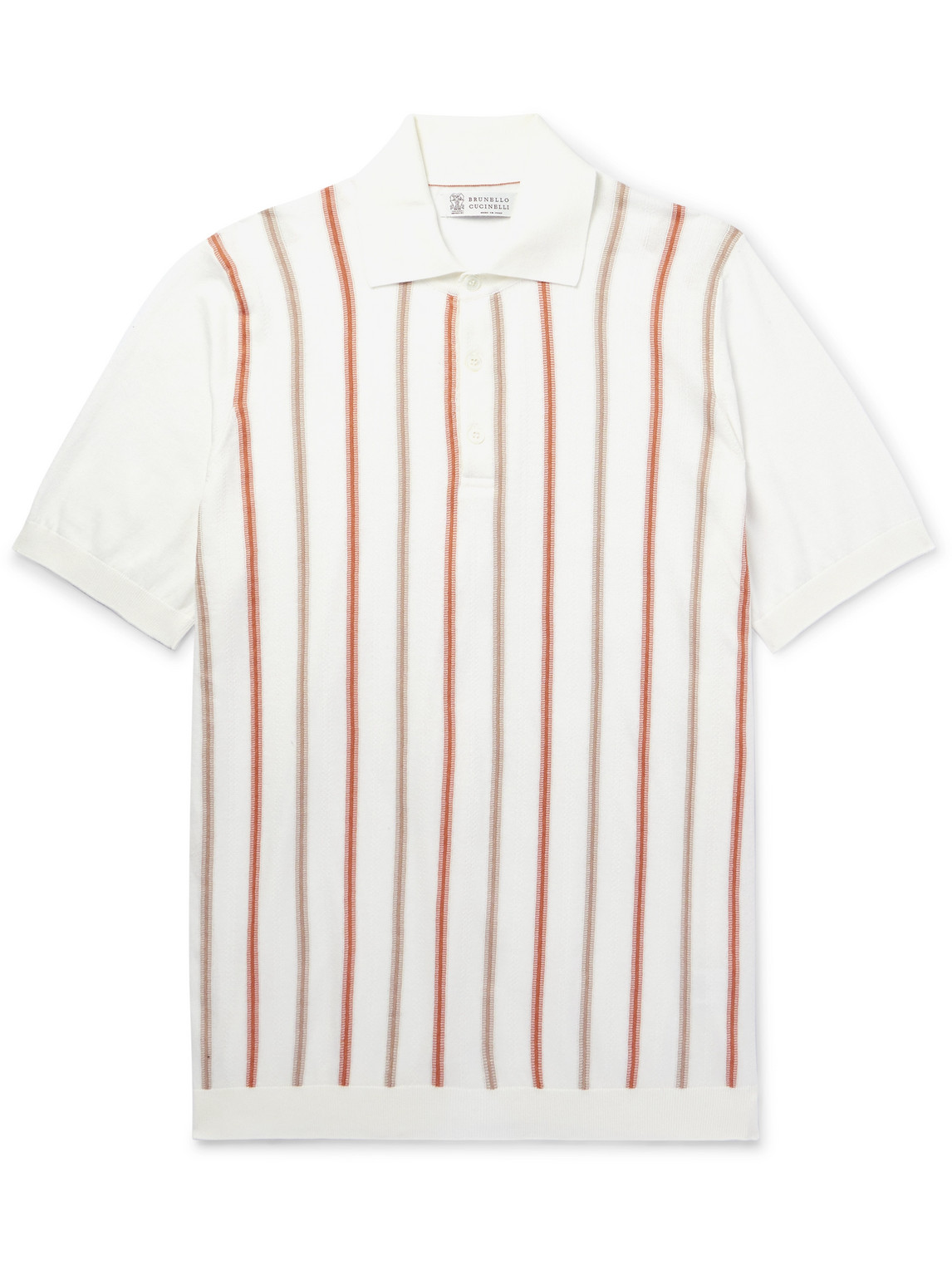 Brunello Cucinelli - Striped Cotton Polo Shirt - Men - White - IT 52 von Brunello Cucinelli