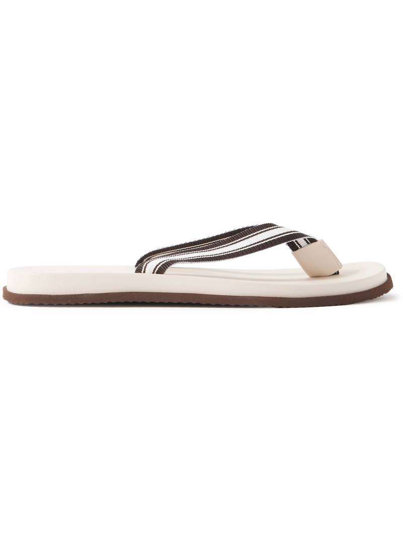 Brunello Cucinelli - Striped Grosgrain Flip Flops - Men - Neutrals - EU 45 von Brunello Cucinelli