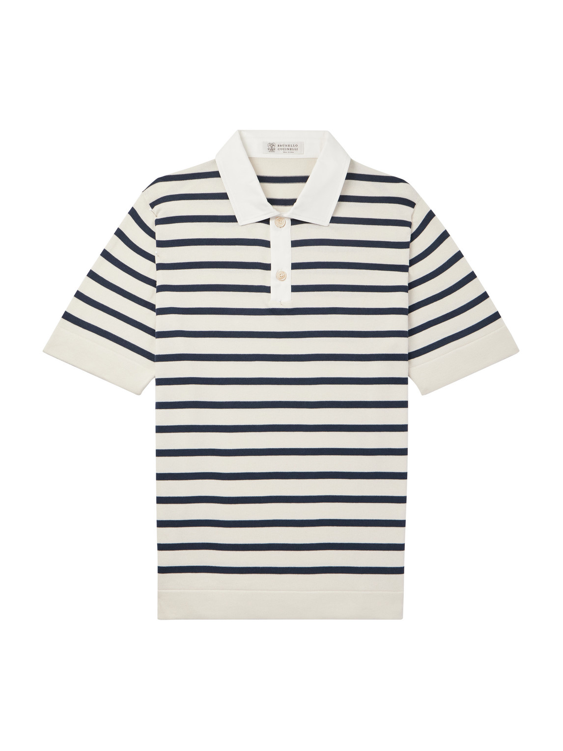 Brunello Cucinelli - Striped cotton polo shirt - Men - Blue - IT 52 von Brunello Cucinelli