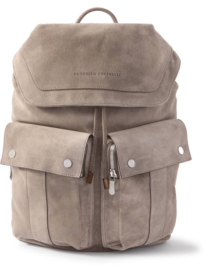 Brunello Cucinelli - Suede Backpack - Men - Gray von Brunello Cucinelli