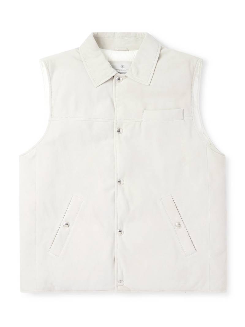 Brunello Cucinelli - Suede Down Vest - Men - Neutrals - S von Brunello Cucinelli
