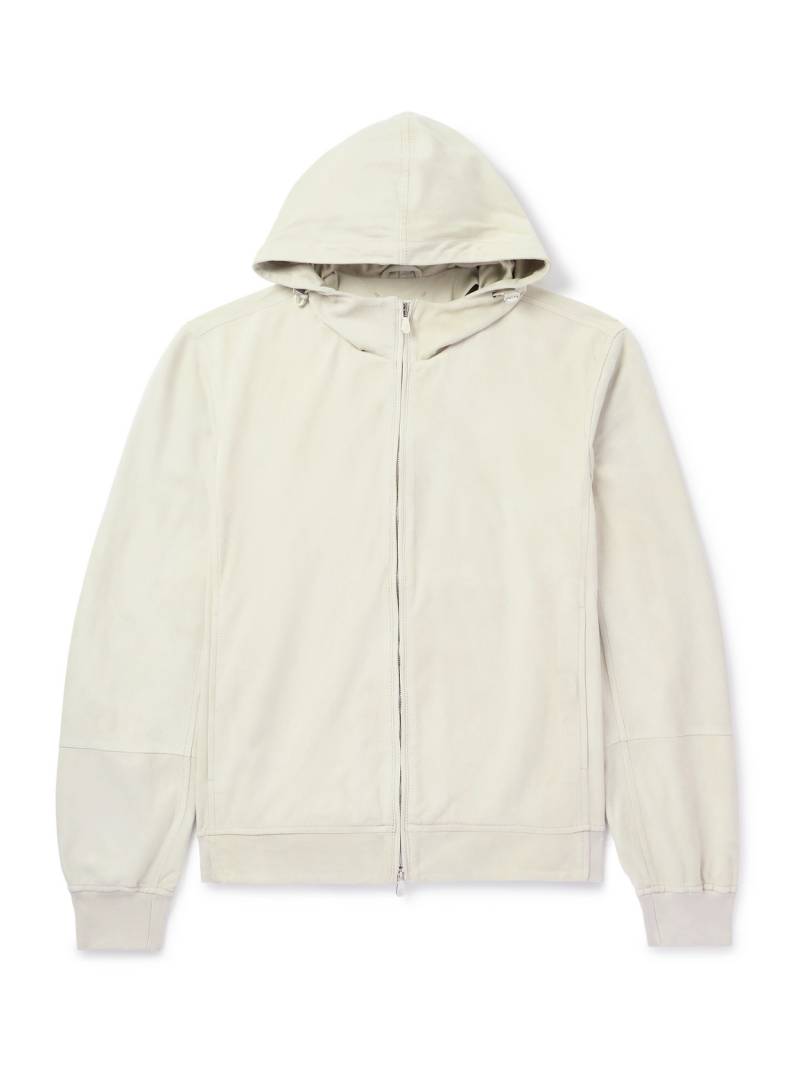 Brunello Cucinelli - Suede Hooded Bomber Jacket - Men - Neutrals - M von Brunello Cucinelli