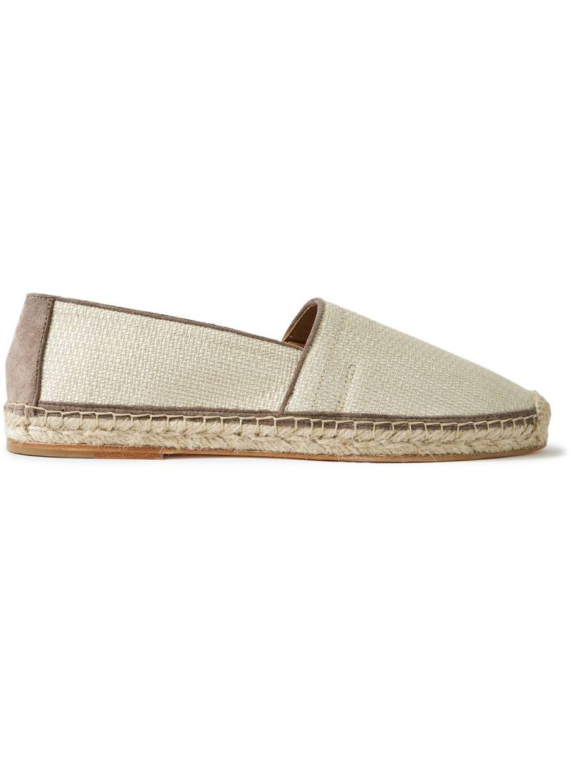 Brunello Cucinelli - Suede-Trimmed Raffia Espadrilles - Men - Neutrals - EU 44 von Brunello Cucinelli