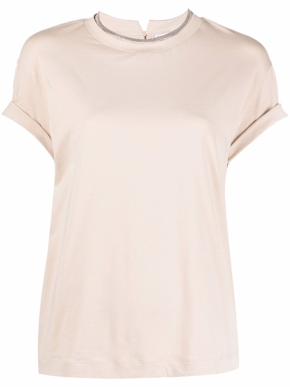 Brunello Cucinelli T-Shirt mit Kontrastdetails - Nude von Brunello Cucinelli