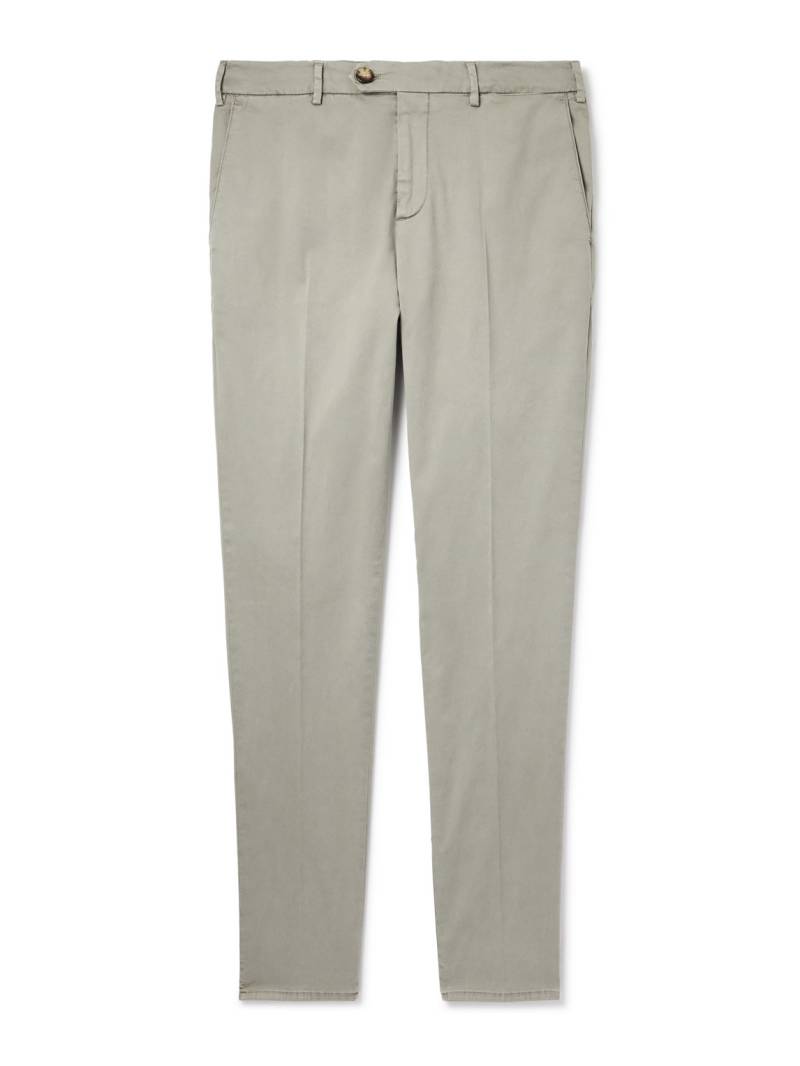 Brunello Cucinelli - Tapered Cotton-Blend Twill Trousers - Men - Gray - IT 48 von Brunello Cucinelli