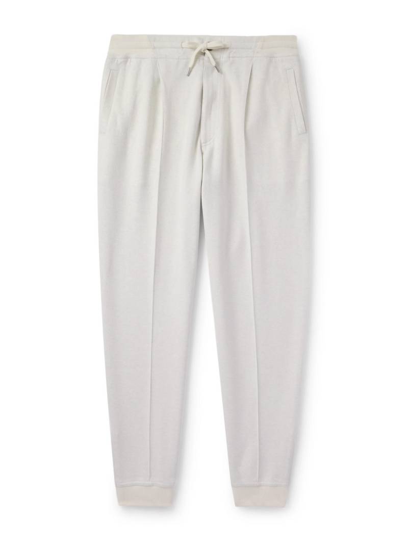 Brunello Cucinelli - Tapered Pleated Cashmere-Blend Jersey Sweatpants - Men - White - S von Brunello Cucinelli