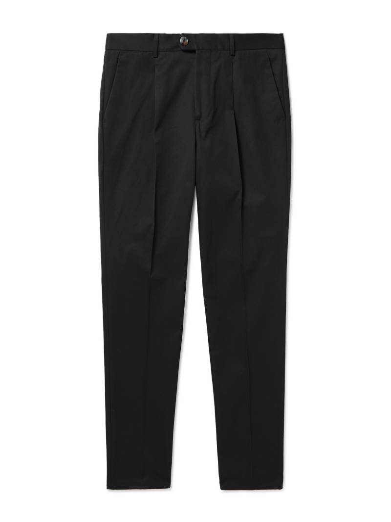 Brunello Cucinelli - Tapered Pleated Cotton-Twill Trousers - Men - Black - IT 58 von Brunello Cucinelli