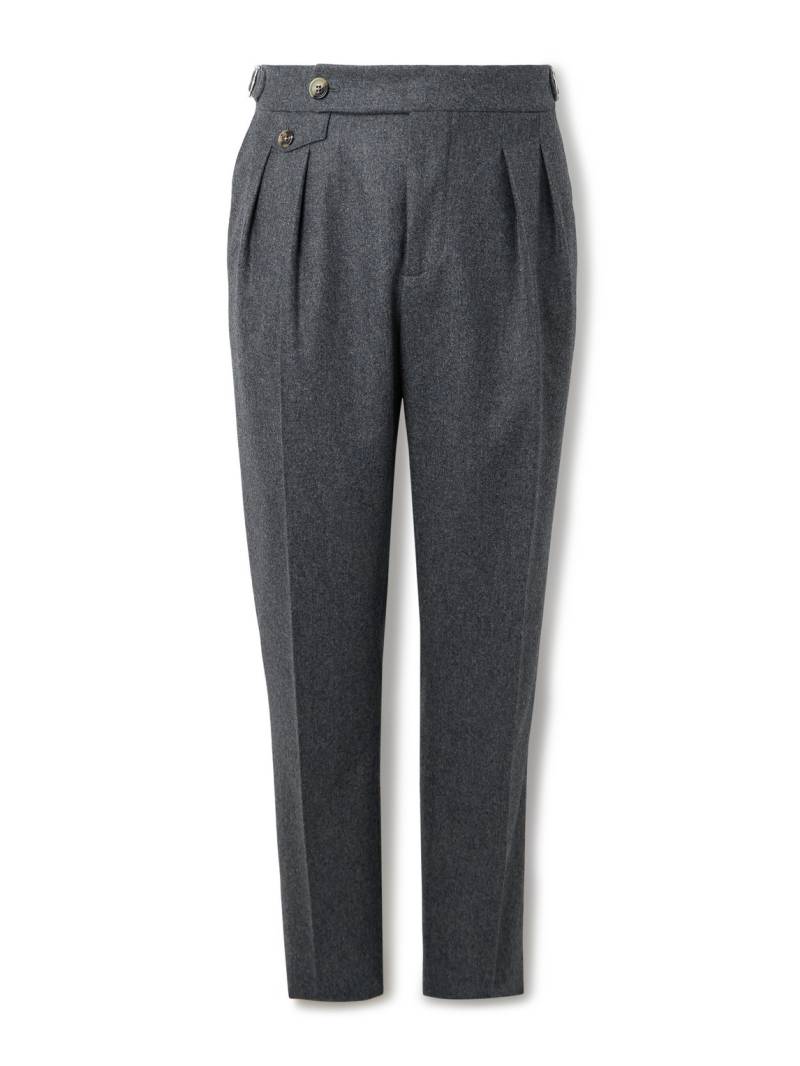 Brunello Cucinelli - Tapered Pleated Virgin Wool Trousers - Men - Gray - IT 46 von Brunello Cucinelli