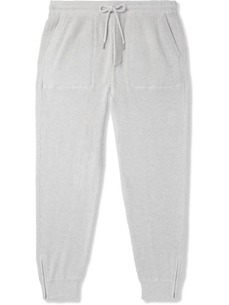 Brunello Cucinelli - Tapered Ribbed Cotton Sweatpants - Men - Gray - M von Brunello Cucinelli