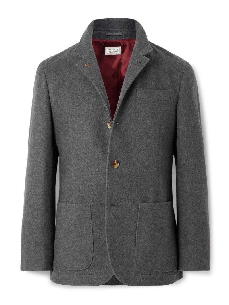 Brunello Cucinelli - Unstructured Brushed-Cashmere Blazer - Men - Gray - M von Brunello Cucinelli