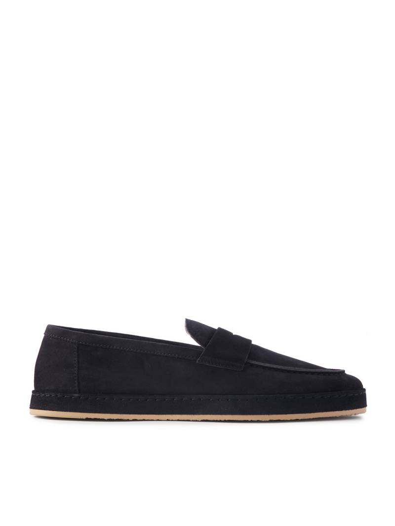 Brunello Cucinelli - Washed-Suede Penny Loafers - Men - Blue - EU 43.5 von Brunello Cucinelli