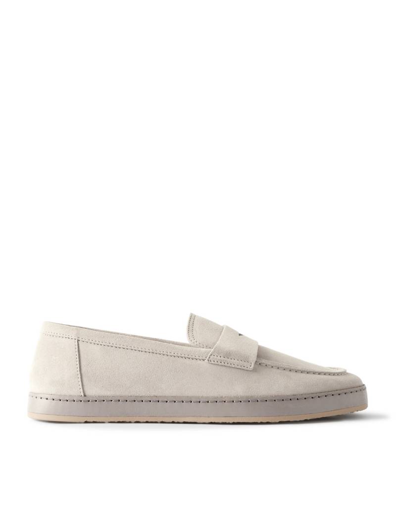 Brunello Cucinelli - Washed-Suede Penny Loafers - Men - Neutrals - EU 42.5 von Brunello Cucinelli