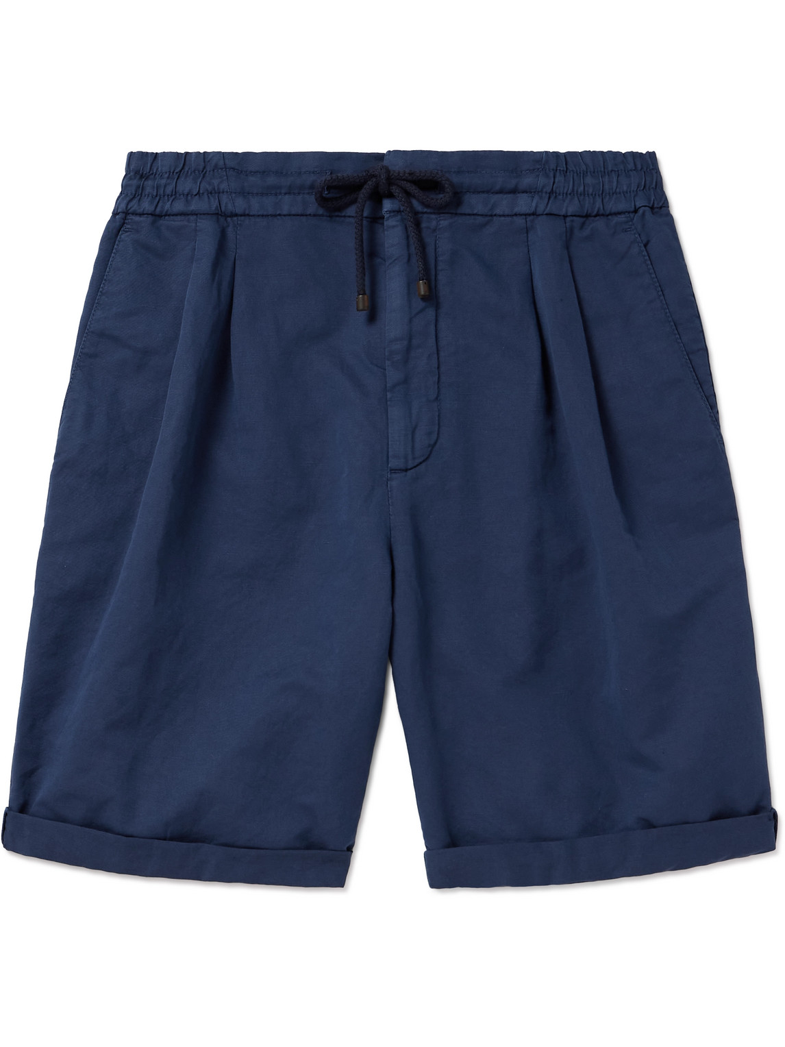 Brunello Cucinelli - Wide-Leg Pleated Linen and Cotton-Blend Drawstring Shorts - Men - Blue - IT 48 Brunello Cucinelli - Wide-Leg Pleated Linen and Cotton-Blend Drawstring Shorts - Men - Blue - IT 48 von Brunello Cucinelli
