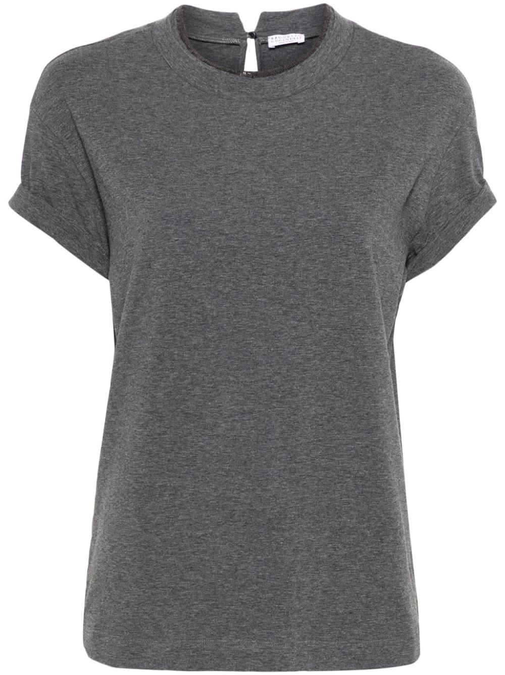 Brunello Cucinelli Meliertes T-Shirt mit Perlendetail - Grau von Brunello Cucinelli