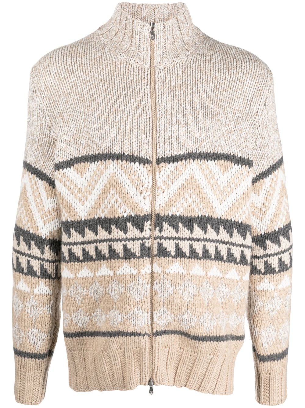 Brunello Cucinelli Intarsien-Cardigan aus Kaschmir - Nude von Brunello Cucinelli