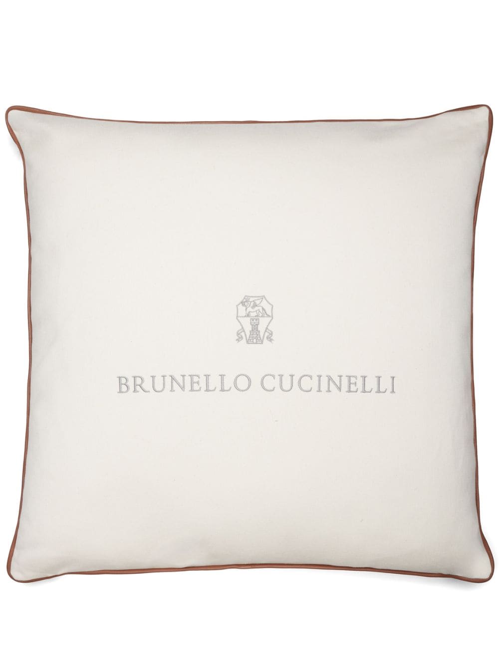 Brunello Cucinelli Kissen mit Logo-Stickerei (70cm x 70cm) - Nude von Brunello Cucinelli