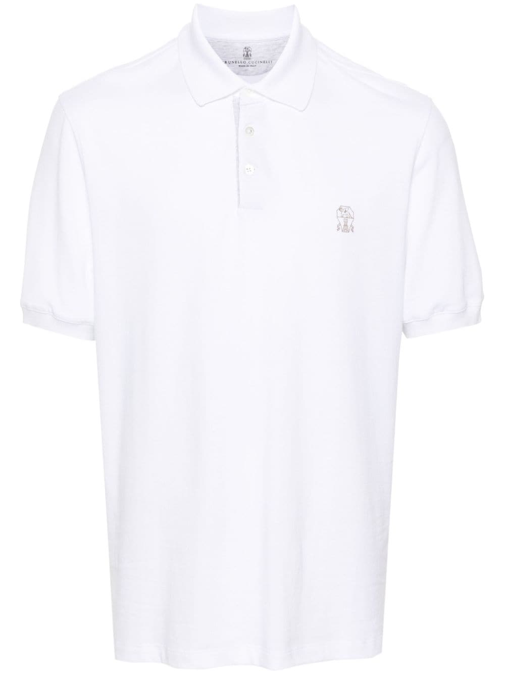 Brunello Cucinelli Poloshirt aus Pikee mit Logo-Stickerei - Weiß von Brunello Cucinelli