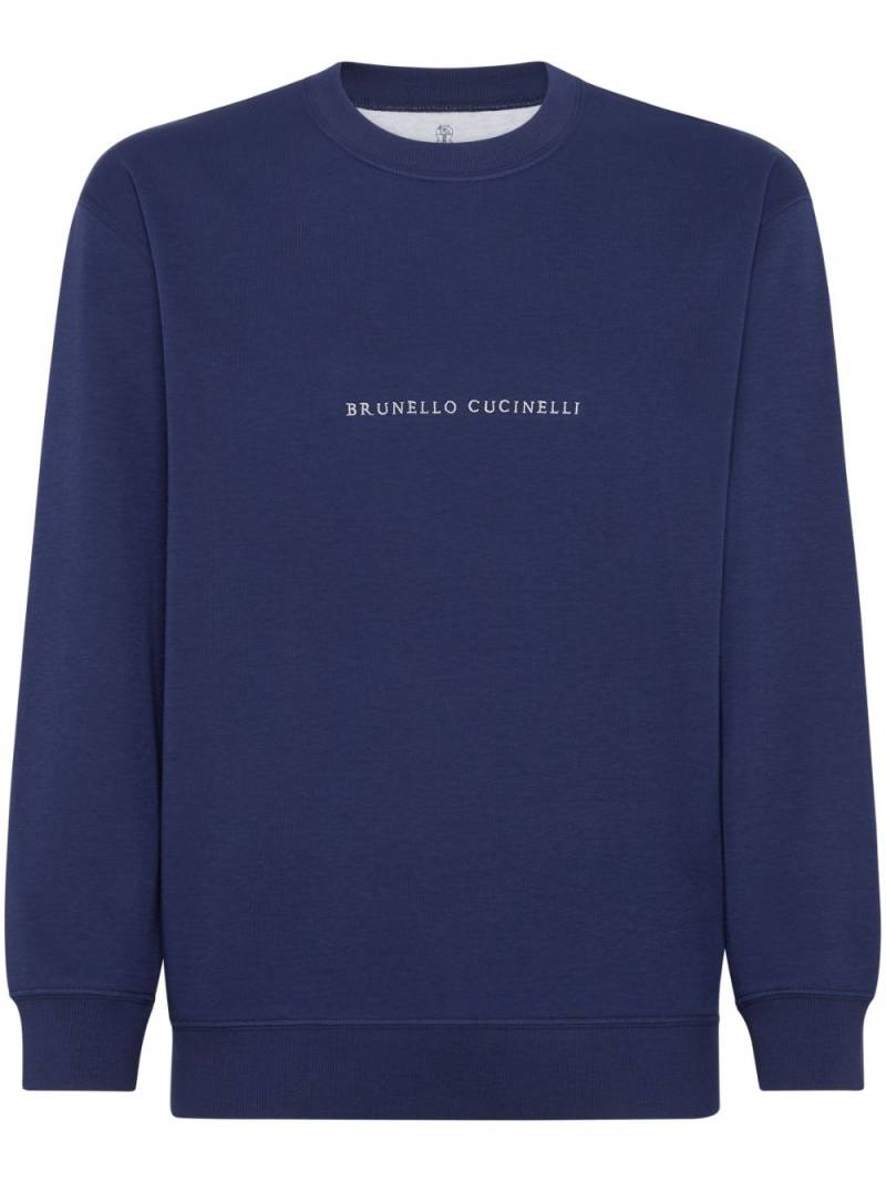Brunello Cucinelli Sweatshirt mit Logo-Stickerei - Blau von Brunello Cucinelli