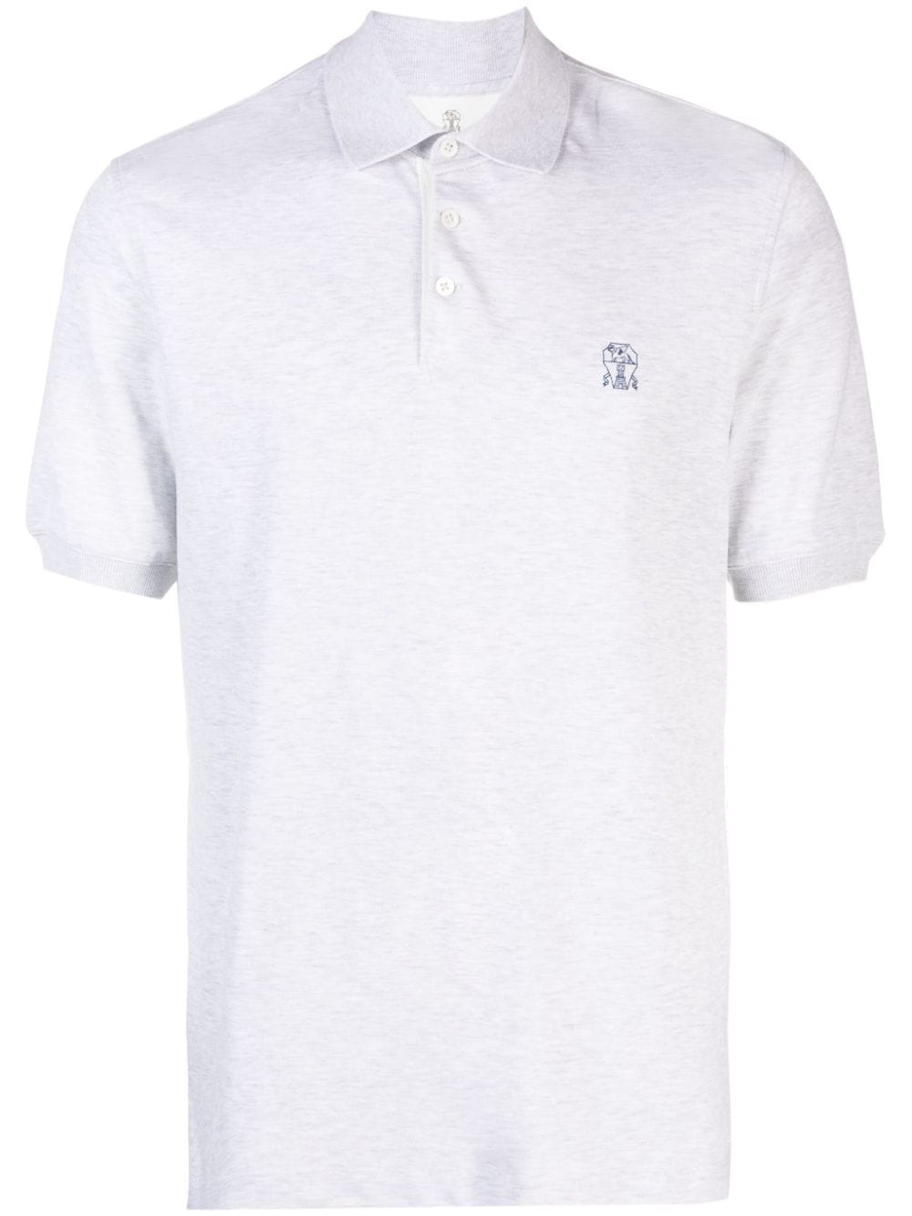 Brunello Cucinelli Pikee-Poloshirt mit Logo-Print - Grau von Brunello Cucinelli