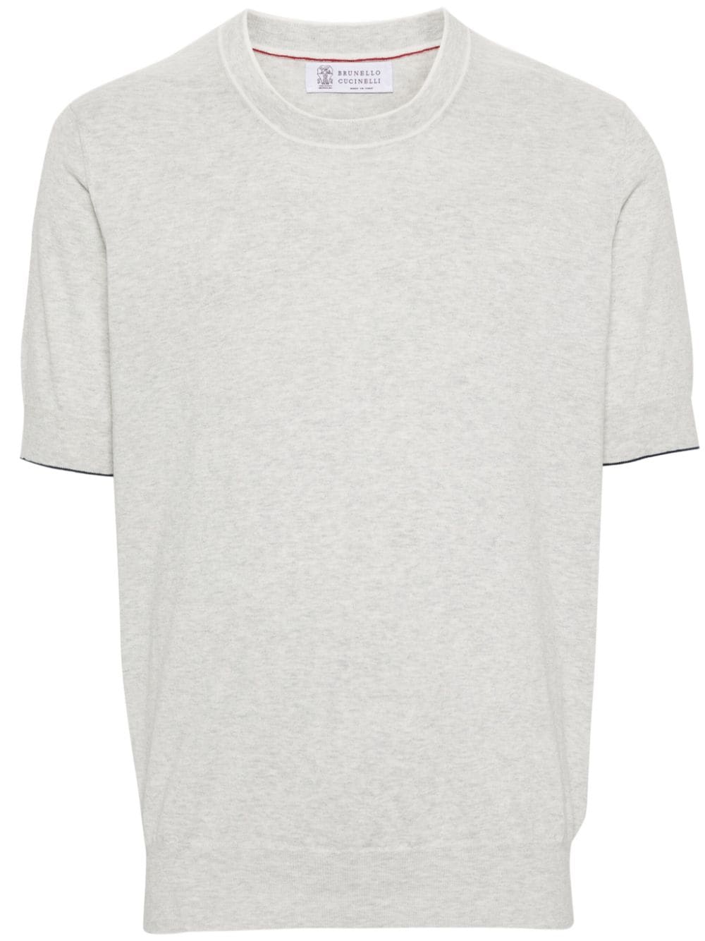 Brunello Cucinelli Meliertes T-Shirt mit Rippung - Grau von Brunello Cucinelli