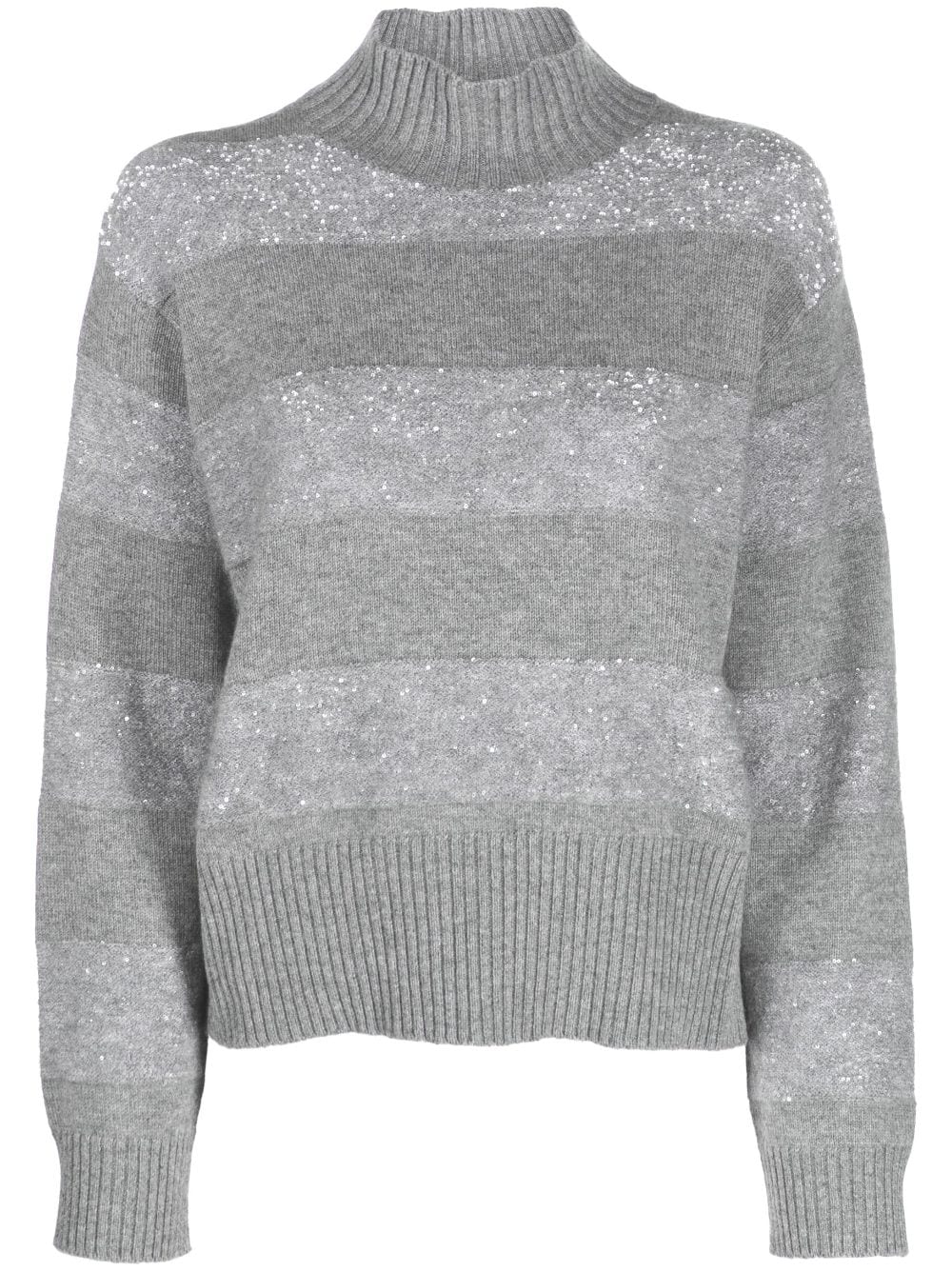 Brunello Cucinelli Gestreifter Pullover mit Pailletten - Grau von Brunello Cucinelli