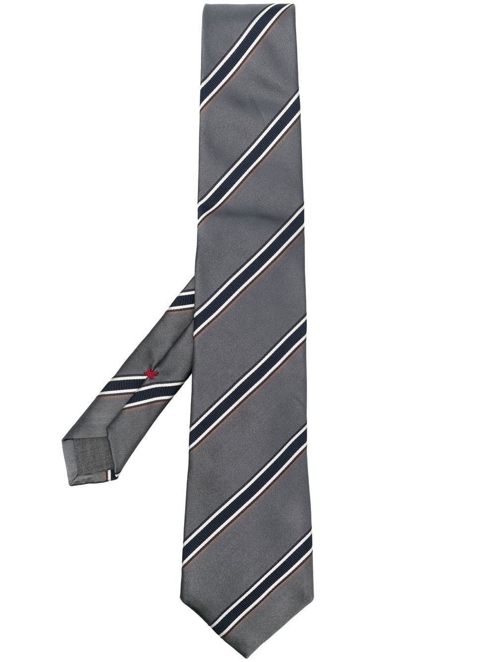 Brunello Cucinelli Gestreifte Krawatte aus Satin - Grau von Brunello Cucinelli