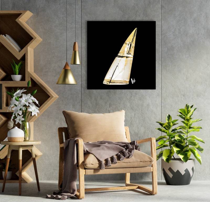 Bruno Banani Acrylglasbild "Flakon Parfum Bruno Banani - Acrylbilder mit Blattgold veredelt" 1 Stk. tlg. Goldveredelung, Handgearbeitet, Gerahmt, Edel von Bruno Banani