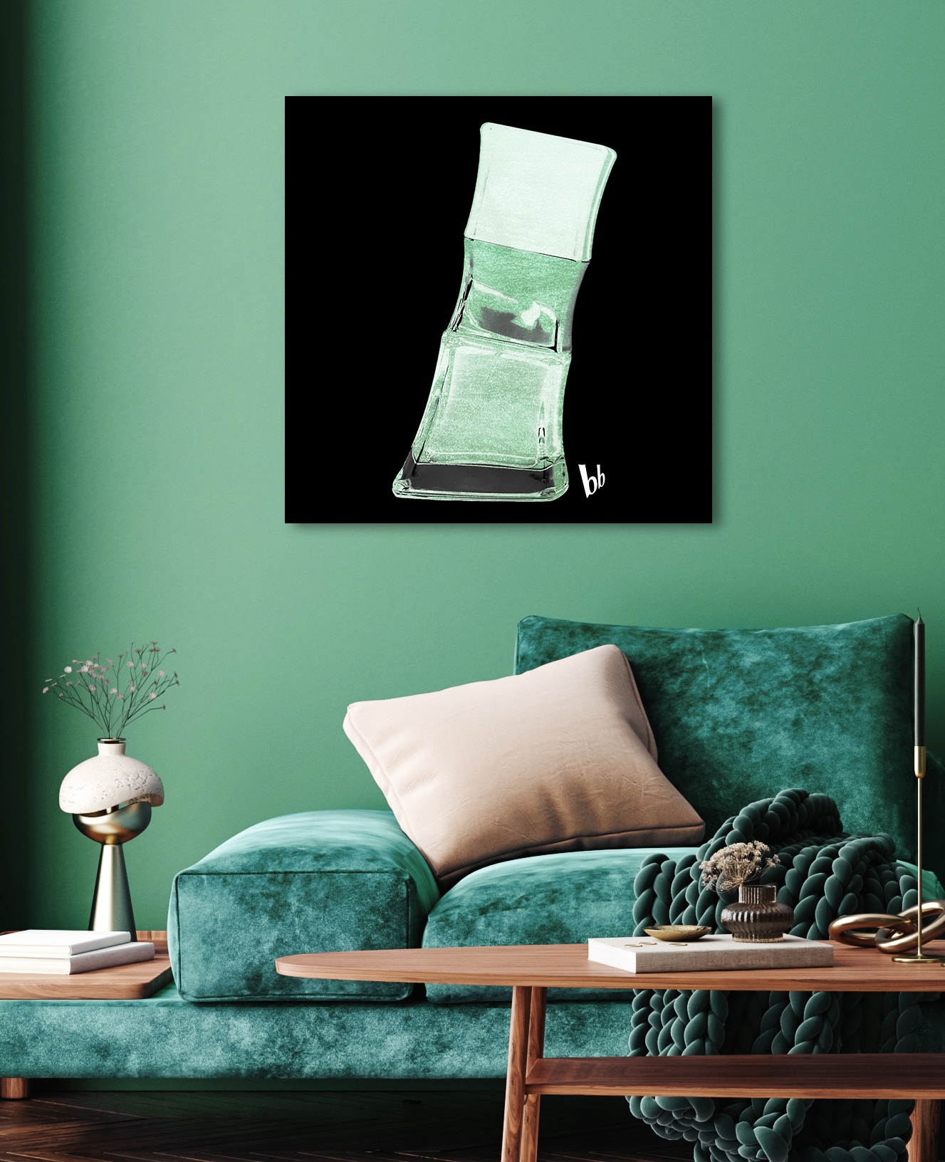 Bruno Banani Acrylglasbild "Flakon Parfum Bruno Banani - Acrylbilder mit Blattgold veredelt" 1 Stk. tlg. Goldveredelung, Handgearbeitet, Gerahmt, Edel von Bruno Banani