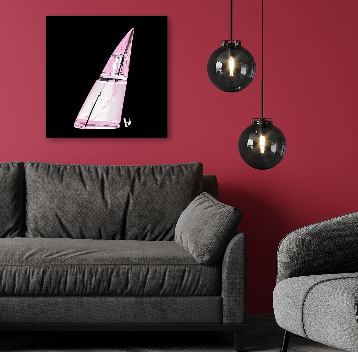 Bruno Banani Acrylglasbild "Flakon Parfum Bruno Banani - Acrylbilder mit Blattgold veredelt" 1 Stk. tlg. Goldveredelung, Handgearbeitet, Gerahmt, Edel von Bruno Banani