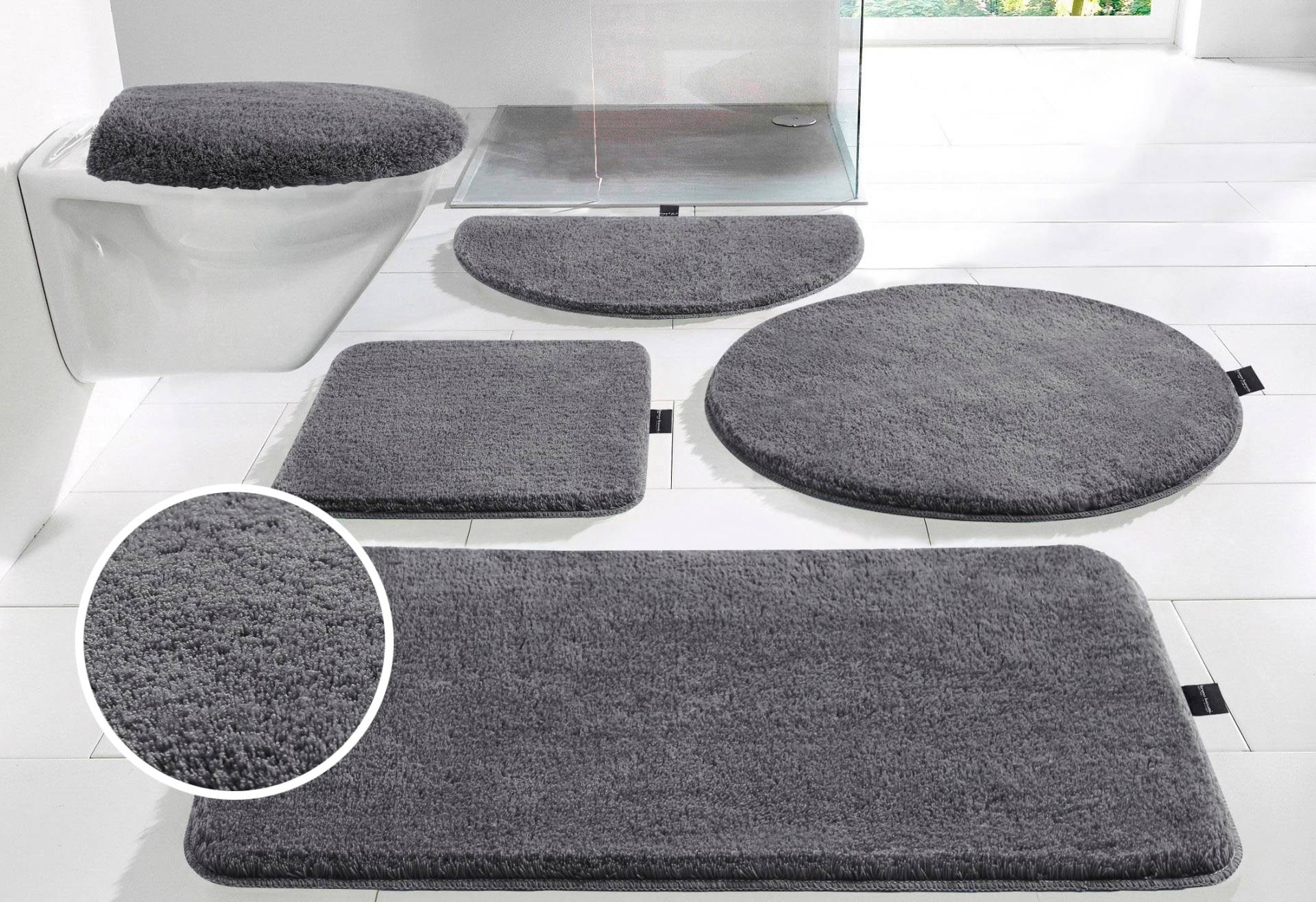 Bruno Banani Badematte "Lana, Badvorleger, Badezimmer Teppich", rutschhemmend beschichtet, fußbodenheizungsgeeignet-schnell trocknend-strapazierfähig, Badteppich, Badematten, unifarben, auch als 3 teiliges Set & rund von Bruno Banani