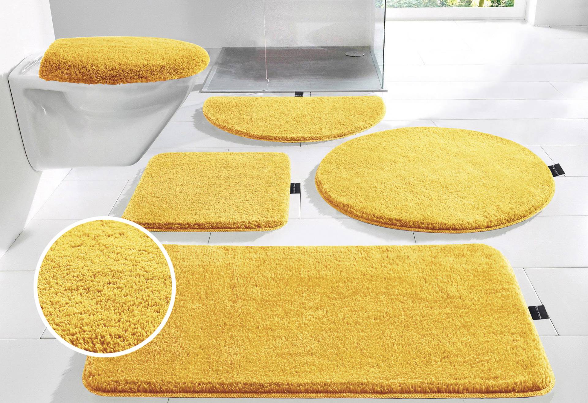 Bruno Banani Badematte "Lana, Badvorleger, Badezimmer Teppich" Höhe 25 mm rutschhemmend beschichtet fußbodenheizungsgeeignet  schnell trocknend  strapazierfähig Badteppich, Badematten, unifarben, auch als 3 teiliges Set & rund von Bruno Banani