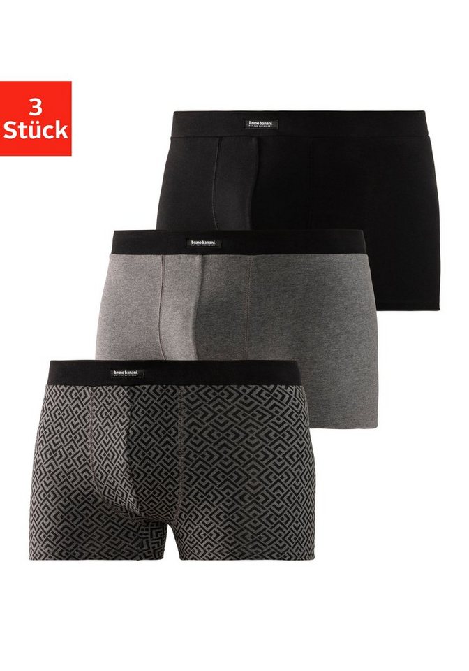 Bruno Banani Boxer Boxershorts für Herren (Packung, 3-St) 1x mit modischem Druck von Bruno Banani