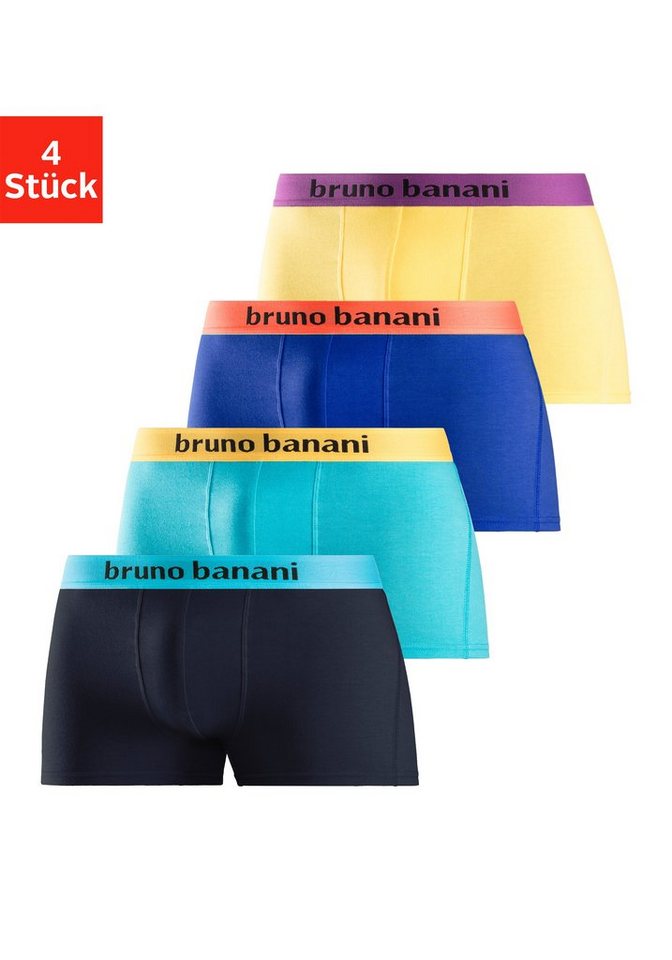 Bruno Banani Boxer (Packung, 4-St) mit farbigen Marken-Schriftzug am Bündchen von Bruno Banani