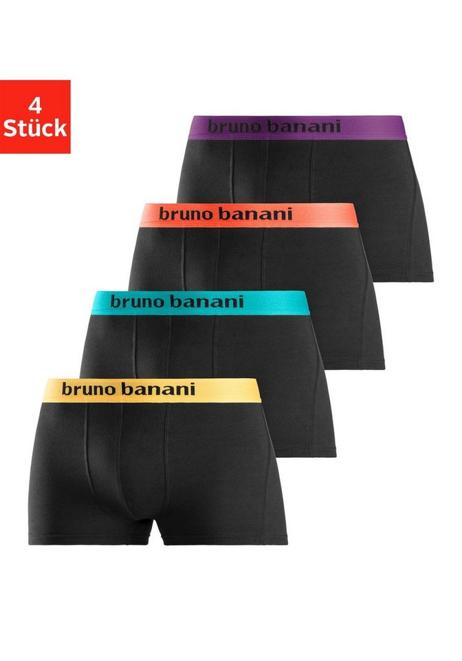 Bruno Banani Boxer (Packung, 4-St) mit farbigen Marken-Schriftzug am Bündchen von Bruno Banani