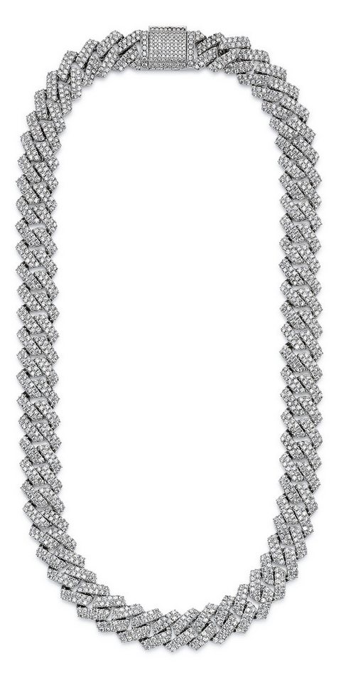 Bruno Banani Collier Schmuck Geschenk breite Cubankette mit Glitzersteinen, mit Zirkonia (synth) von Bruno Banani