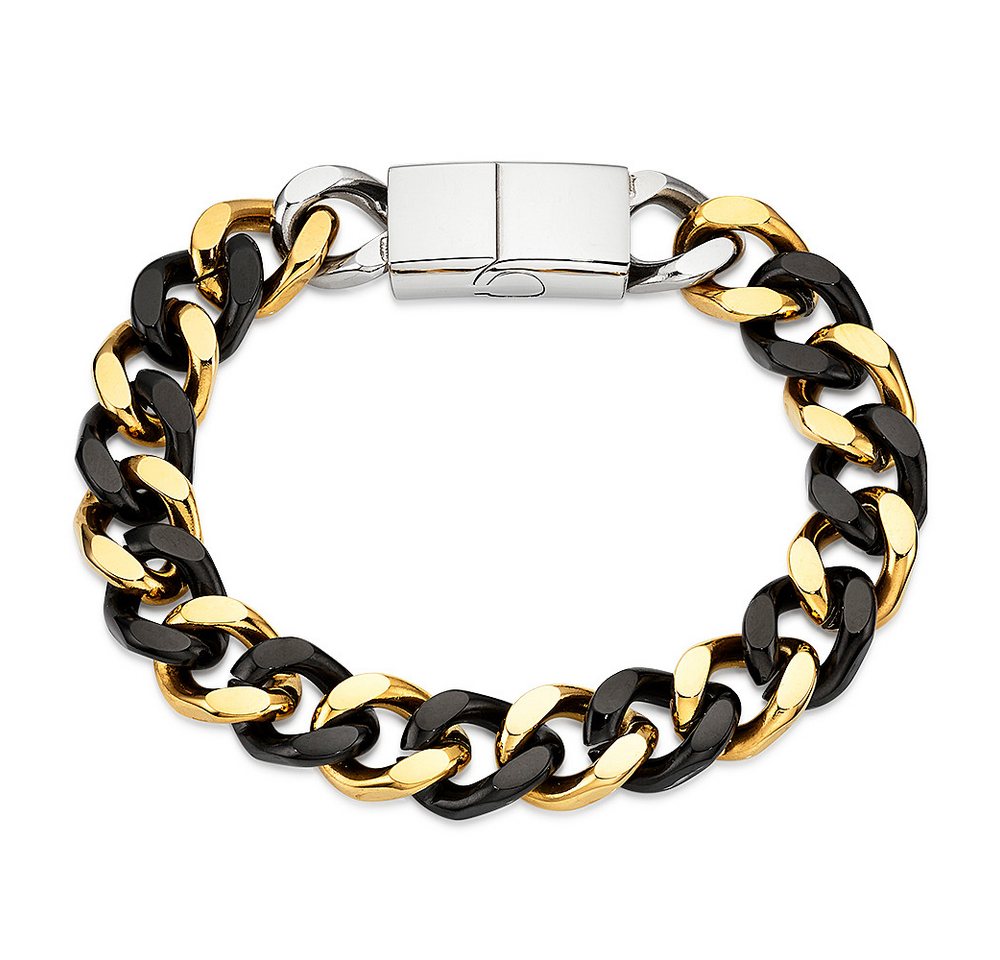 Bruno Banani Edelstahlarmband Schmuck Geschenk breites Armband gelbgoldfarben/schwarz von Bruno Banani