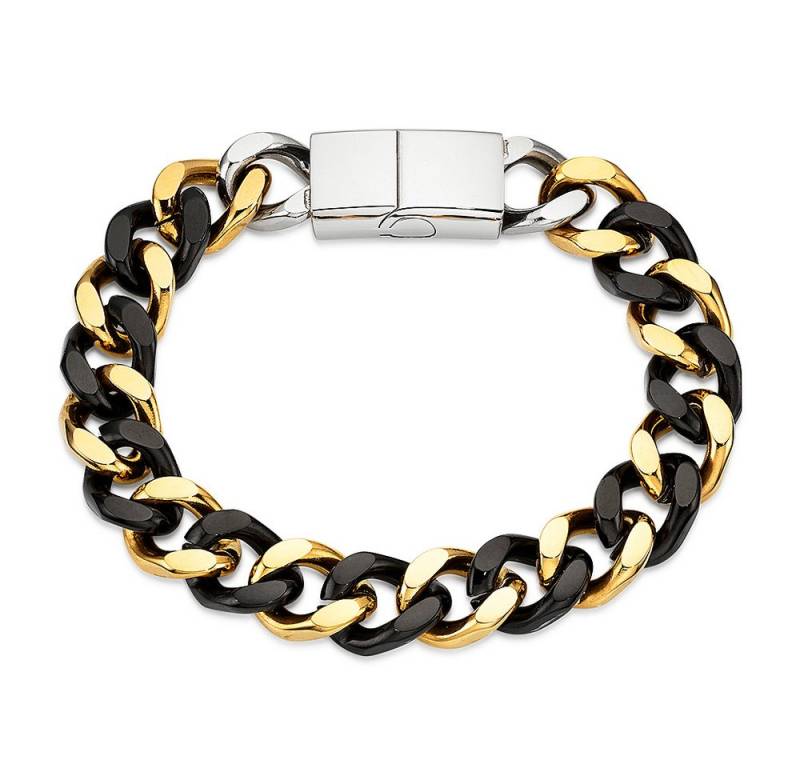 Bruno Banani Edelstahlarmband Schmuck Geschenk breites Armband gelbgoldfarben/schwarz von Bruno Banani