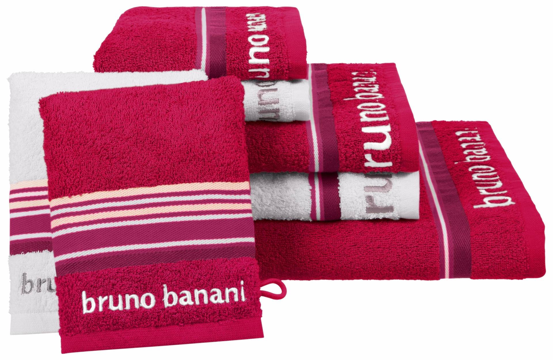 Bruno Banani Handtuch Set "Maja, 1 Duschtuch, 2 Handtücher, 2 Gästehandtücher, 2 Waschhandschuhe", (Set, 7 St., 1 Duschtuch-2 Handtücher-2 Gästetücher-2 Waschhandschuhe) von Bruno Banani