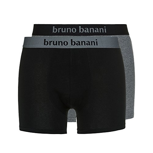 Bruno Banani Herren Short Flowing, 2er Pack, Einfarbig, Gr. Large, Mehrfarbig (schwarz/graumelange 1782) von bruno banani