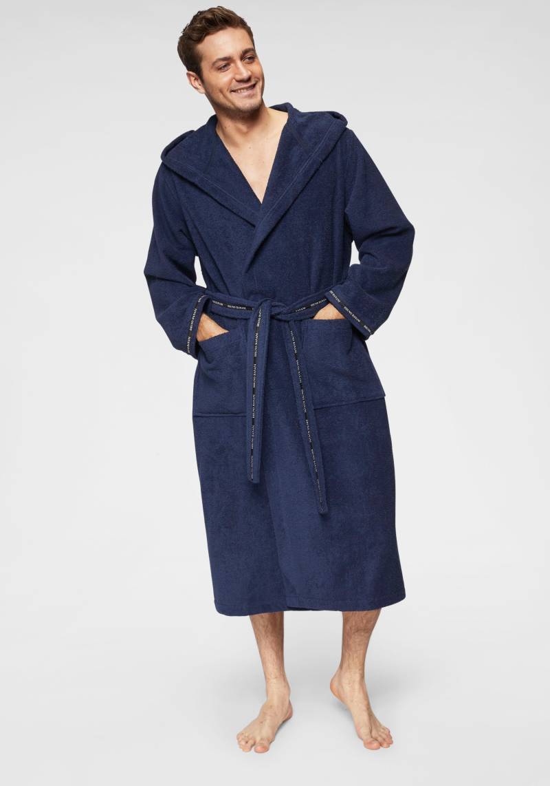 Bruno Banani Herrenbademantel "Danny, Normallänge & Überlänge, auch in extra lang, Hotelbademantel" 1 Stk. tlg., mit Logostreifen, Herren Bademantel aus 100% Baumwolle, S-4XL von Bruno Banani
