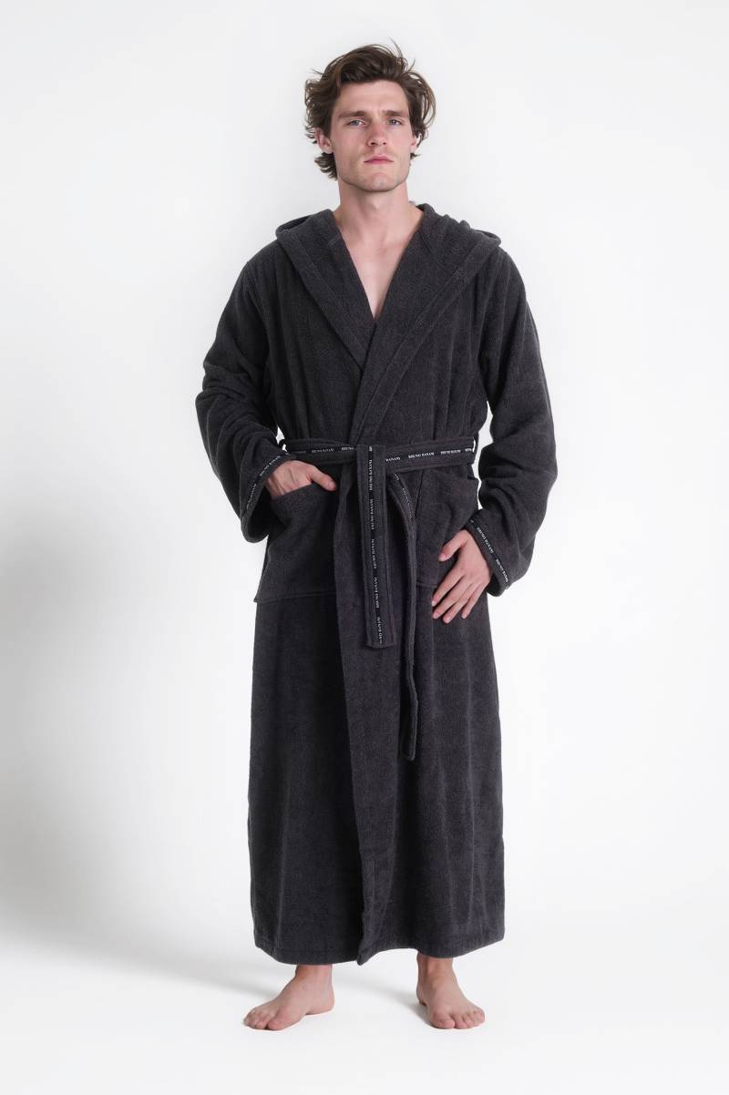 Bruno Banani Herrenbademantel "Danny, Normallänge & Überlänge, auch in extra lang, Hotelbademantel" 1 Stk. tlg., mit Logostreifen, Herren Bademantel aus 100% Baumwolle, S-4XL von Bruno Banani