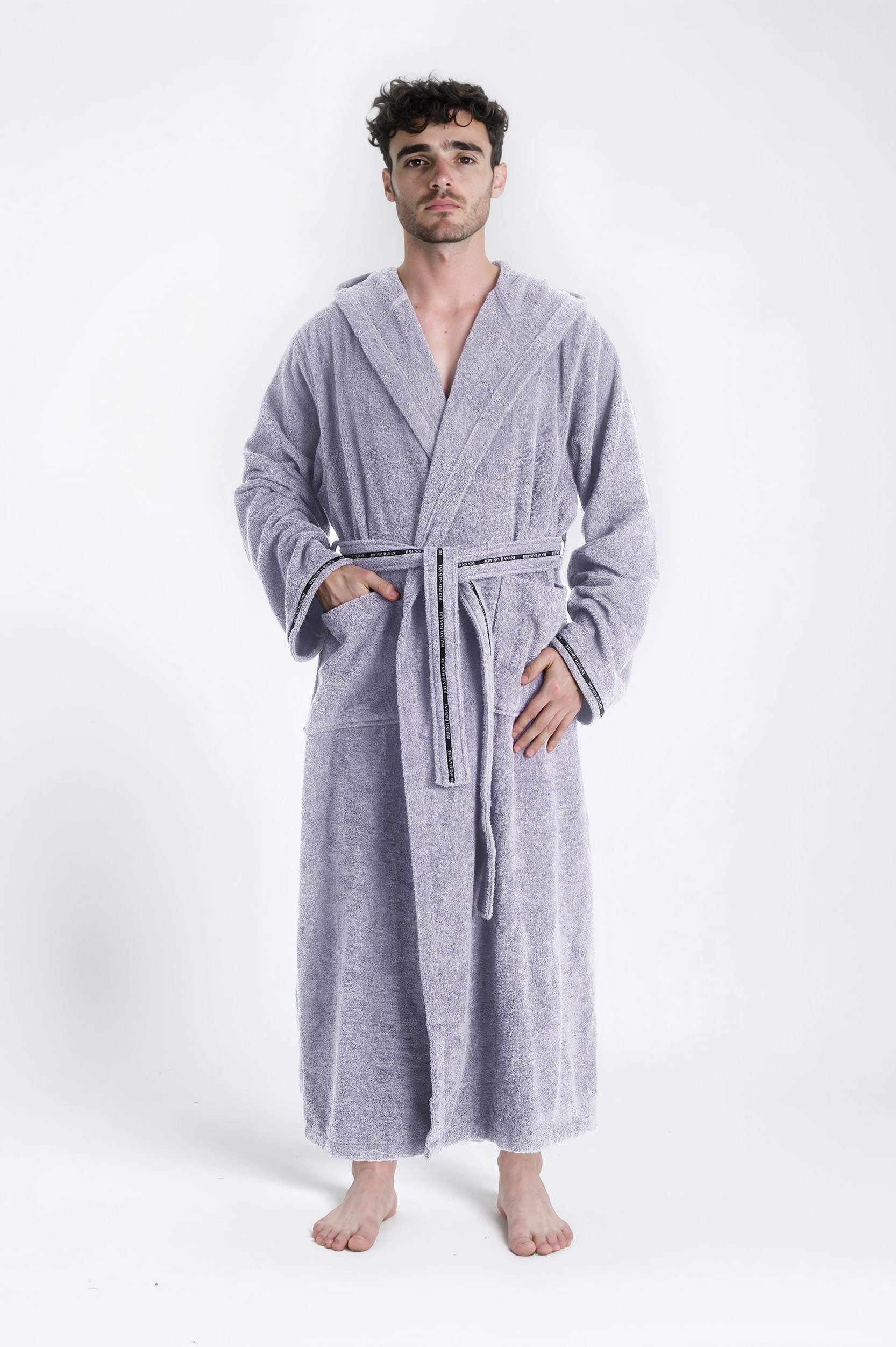 Bruno Banani Herrenbademantel "Danny, Normallänge & Überlänge, auch in extra lang, Hotelbademantel" 1 Stk. tlg., mit Logostreifen, Herren Bademantel aus 100% Baumwolle, S-4XL von Bruno Banani