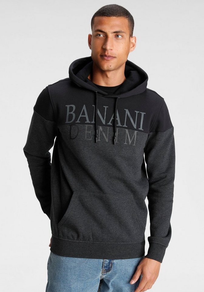 Bruno Banani Kapuzensweatshirt Langarm, bedruckt und meliert, aus Baumwollmischung von Bruno Banani